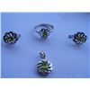 Image 1 : Set of Ring,Earring And Pendant, Stone: Peridot, Weight : 11.270g, Made In 925 Silver