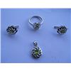 Image 2 : Set of Ring,Earring And Pendant, Stone: Peridot, Weight : 11.270g, Made In 925 Silver