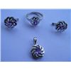 Image 1 : Set of Ring,Earring And Pendant, Stone: Amethyst, Weight : 11.840g, Made In 925 Silver