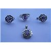 Image 2 : Set of Ring,Earring And Pendant, Stone: Amethyst, Weight : 11.840g, Made In 925 Silver