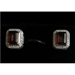 3.530g Earring of Garnet and CZ Sterling 925 Silver