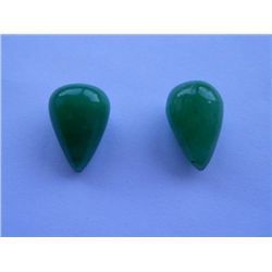 Natural African Emerald Beryl Pair 41.75 Ct Pear Shape Drilled Cabochon Stones