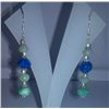 Image 2 : 7.150g Earring of Lapis and Semi-Precious Gemstone Sterling 925 Silver