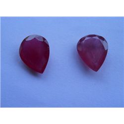 Natural African Ruby 24.20ct Pair of Pear Cut Stones