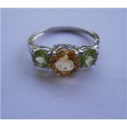 2.130g  Ring of Citrine And Peridot  Made in 925 Silver
