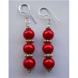 6.180g Earring of Pearl Red Made in German Silver