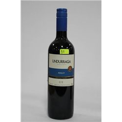 750ML BOTTLE OF UNDURRAGA MERLOT RED WINE 13.5%