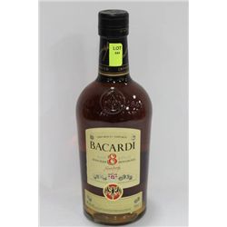 750ML BOTTLE OF BACARDI 8 YR RUM 40%
