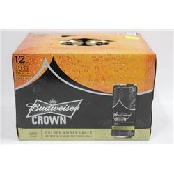 CASE OF 12 BUDWEISER CROWN GOLDEN AMBER LAGER