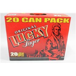 CASE OF 20 LUCKY LAGER BEER CANS 5%