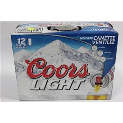 CASE OF 12 COORS LIGHT BEER CANS 4%