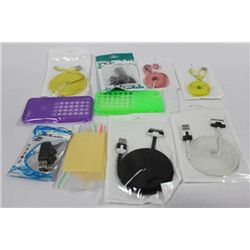 BOX OF ASSORTED I-PHONE CORDS AND ACCESSORIES