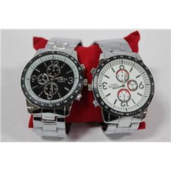 PAIR OF MENS STAINLESS STEEL WATCHES ON CHOICE