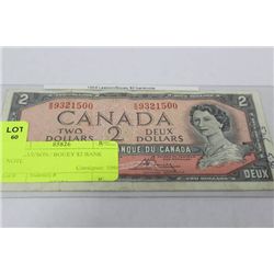 1954 LAWSON / BOUEY $2 BANK NOTE