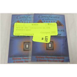 SET OF 2 .999 1 GRAIN FINE SILVER SYDNEY MINT BARS