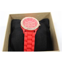 RED GENEVA  WRIST WATCH