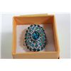Image 1 : STERLING SILVER RING W / BRIGHT BLUE STONES