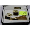Image 1 : MENS BLACK ONYX TIE CLIP AND CUFFLINK SET