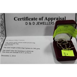 UNISEX 14KT YELLOW GOLD CUSTOM MADE PUZZZLE RING