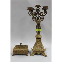 5 TIER CANDLE HOLDER IN BRONZE W / MACHING BOX