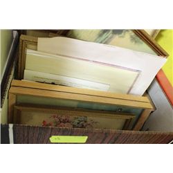 BOX OF ESTATE FRAMED PICTURES