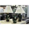 Image 1 : PAIR OF GREEN SUN AND MOON PORCELAIN LAMPS