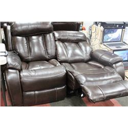 NEW BROWN LEATHER ELECTRIC RECLINING LOVE SEAT
