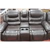 Image 3 : NEW CHOCOLATE BROWN LEATHER RECLINING SOFA W/
