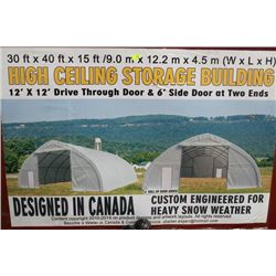 NEW 30' X 40' X 15' HIGH CEILING STORAGE BUILDING