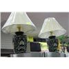 Image 1 : PAIR OF GREEN ETCHED DESIGNER LAMPS