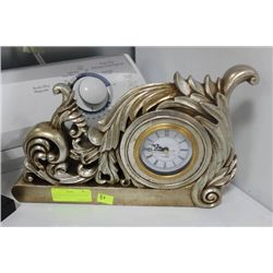 DESIGNER MANTLE CLOCK SILVER INLAY