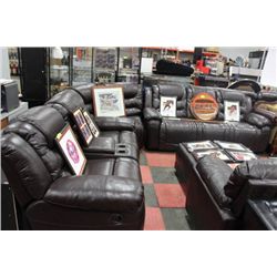 NEW CHOCOLATE BROWN LEATHER RECLINING SECTIONAL