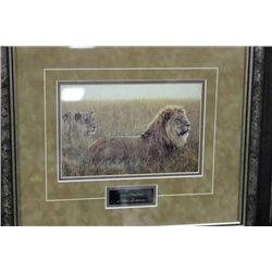 ROBERT BATEMAN LIONS IN THE GRASS FRAMED PICTURE