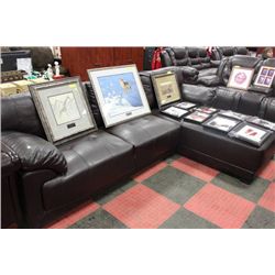 NEW BROWN LEATHER CHAISE LOUNGE SECTIONAL