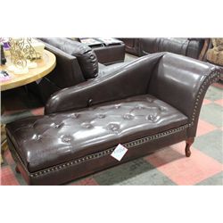 NEW CHOCOLATE BROWN LEATHERETTE CHAISE LOUNGE