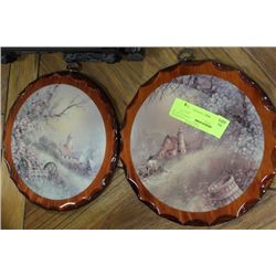 PAIR OF WOODEN SCENERY PLAQUES