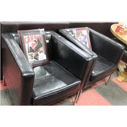 PAIR OF SHOWHOME BLACK LEATHERETTE TUB CHAIRS
