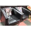 Image 1 : PAIR OF SHOWHOME BLACK LEATHERETTE TUB CHAIRS