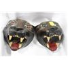 Image 1 : PAIR OF WOOD CARVED PANTHER HEADS