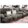 Image 1 : BROWN FABRIC RECLINING SOFA W RECLINING CONSOLE
