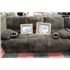 Image 2 : BROWN FABRIC RECLINING SOFA W RECLINING CONSOLE