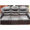 Image 3 : NEW CHOCOLATE BROWN LEATHER RECLINING SOFA W LOVE