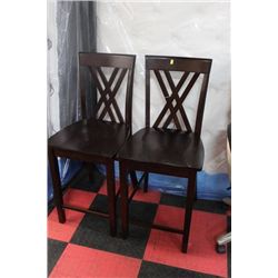 PAIR OF DOUBLE X-BACK BAR STOOLS