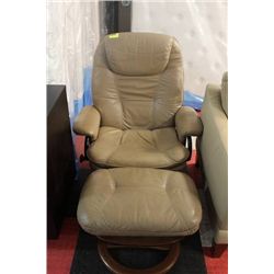 PALLISER LEATHER RECLINER WITH OTTOMAN