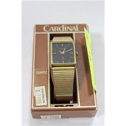 MENS GOLD TONE CARDINAL QUARTZ WATCH