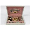 Image 1 : SUEDE JEWELLERY BOX W CONTENTS