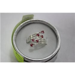 STERLING SILVER RING  W / BRIGHT PINK STONE