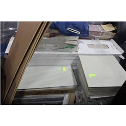 STACK OF APPROX 300 SQ FT TILE AND HARDWOOD