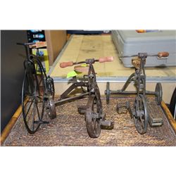 3 PIECE IRON BICYCLE ORNAMENTS