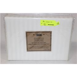400 THREAD COUNT QUEEN DUVET SET WHITE